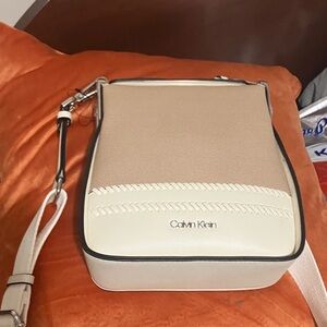 Calvin Klein Tan and Cream Shoulder Bag